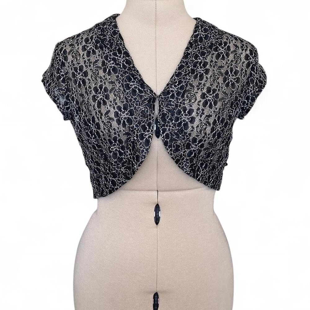 Whimsygoth black floral lace bolero, size S/M
